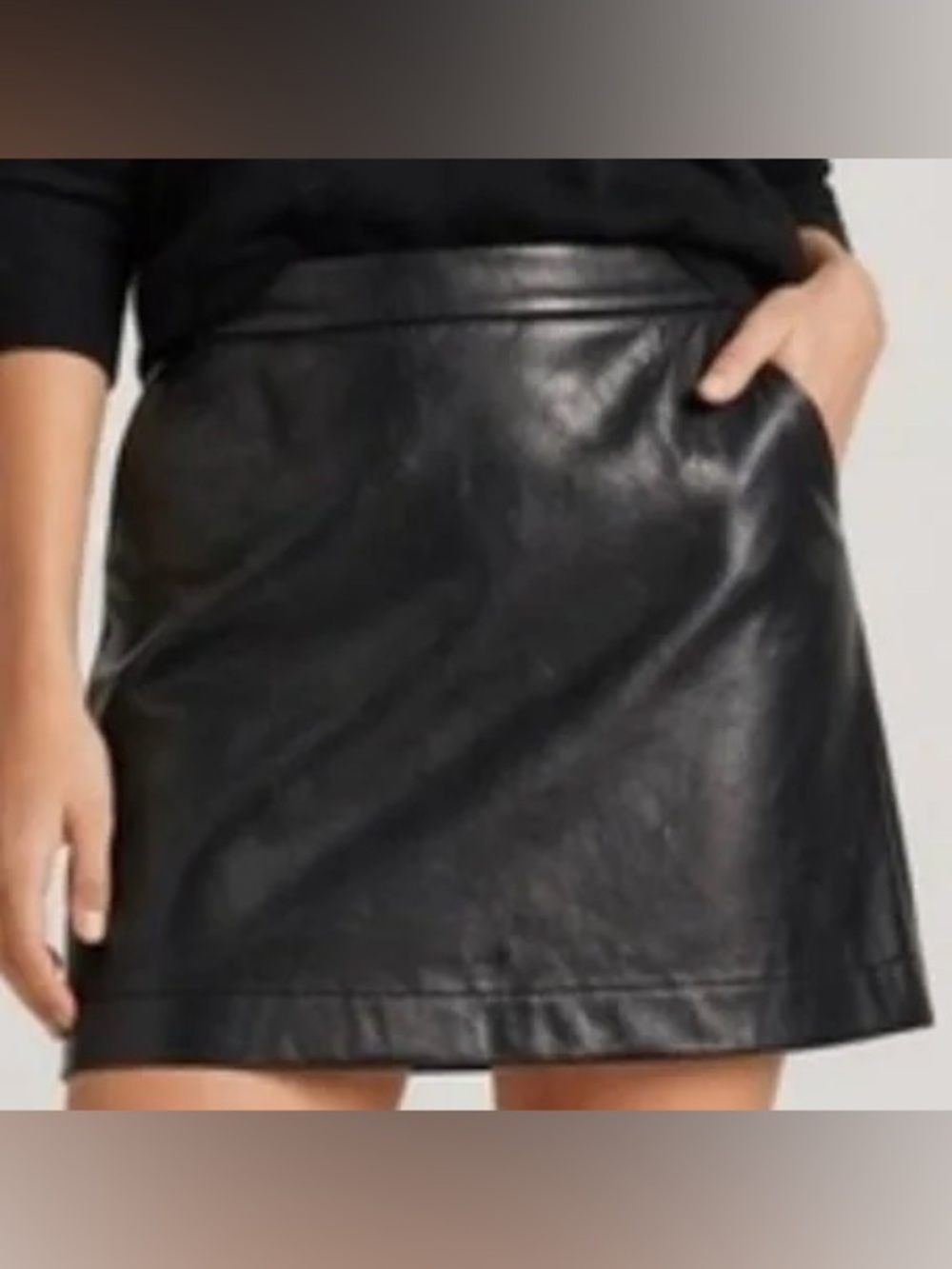NWT J Crew Black Faux Leather Skirt 12